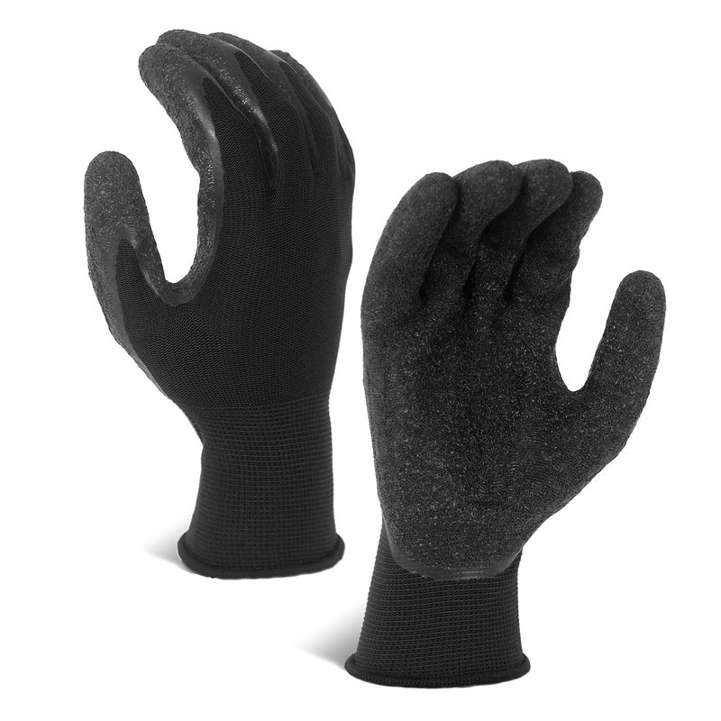 Evridwear Crinkle Latex Rubber Hand Coated Safety Work Gloves for Men Women General Multi Use Construction Warehouse Gardening Assembly Landscaping (L-Size) 12 Pairs Pack - Image 2